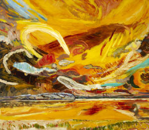 David Alexander (Canadian, b.1947); Ellesmere's Sky Fire and Sky Hooks; 1990; acrylic on canvas; Purchase, 1991