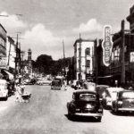 Looking north up Simcoe Street at Athol Street, 1944