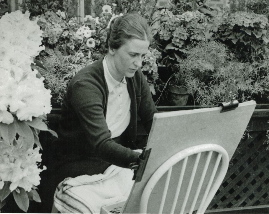 Isabel McLaughlin in the Conservatory, Parkwood, Oshawa, 1948