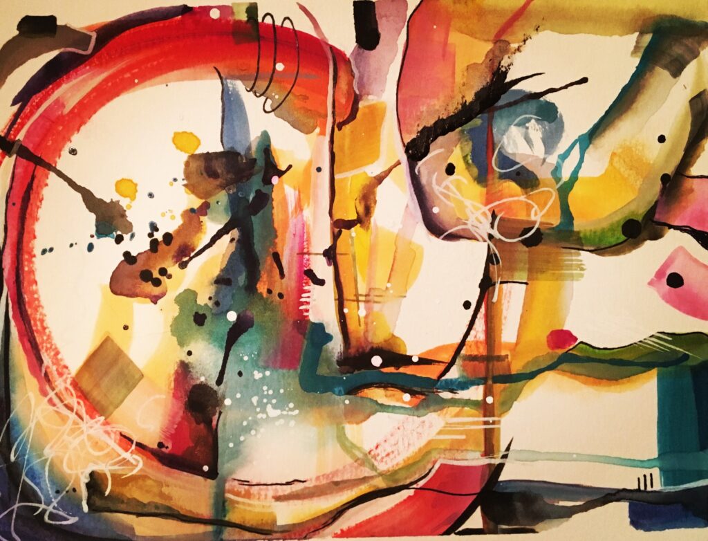 Georgia Fullerton, Candy Coated 2019, watercolour and mixed media.